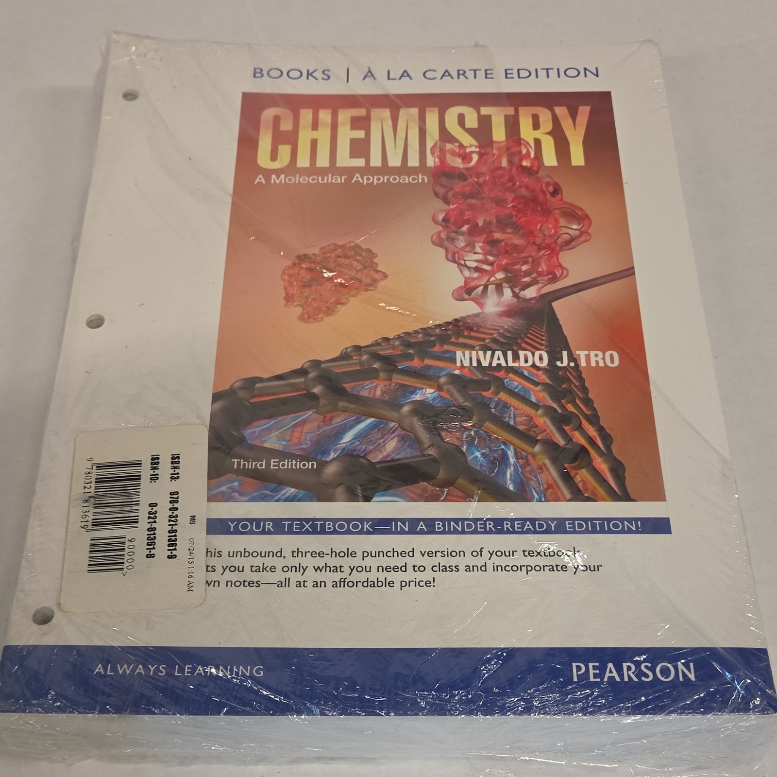 Pearson Chemistry: A Molecular Approach 3rd Ed Loose-Leaf 3-Hole Tro 2016